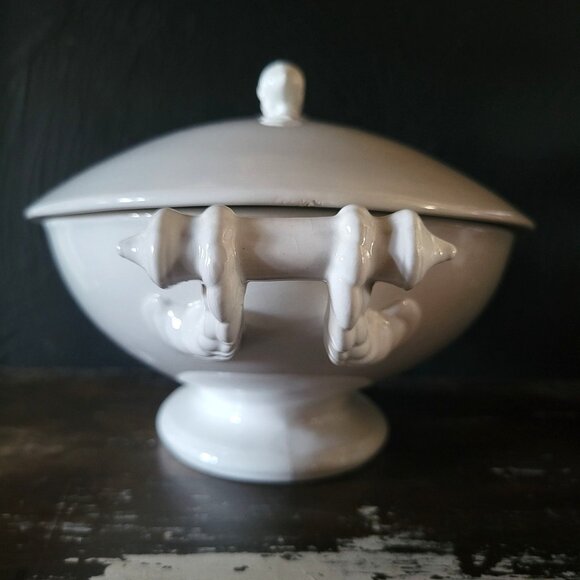 Antique Bridgwood & Son Porcelaine Opaque Oval Serving Dish With Handles, Tureen - Picture 3 of 12